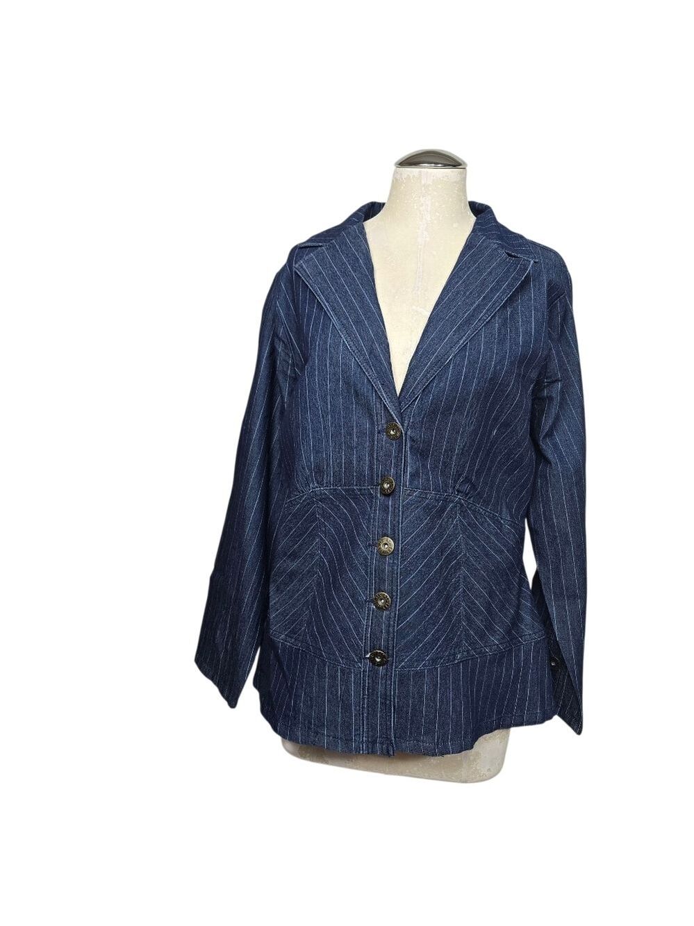 Ashley Stewart Dark Blue Pinstripe Jacket 14